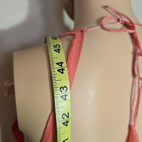 Vintage Rare Bebe 100% Silk Ruffled Red & Pink Sleeveless Dress Size S - Picture 11 of 14